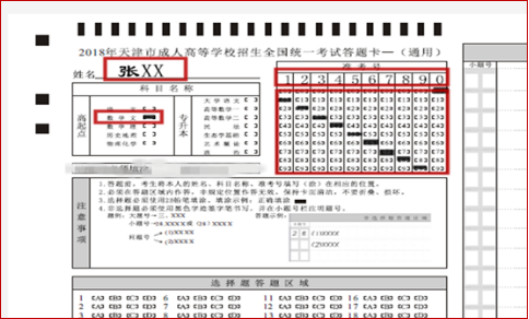 成人高考考试答题卡样式(图)